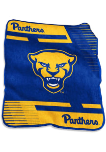 Pitt Panthers Gold Logo Brands Stripe Raschel Throw Blanket