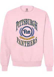 Womens Pitt Panthers Pink Summit Sportswear Double Arched Seal Crew Sweatshirt
