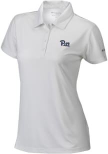 Womens Pitt Panthers White Columbia Heat Seal Birdie Short Sleeve Polo Shirt