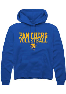 Mens Pitt Panthers Blue Rally Sport Drop Volleyball Stacked Hooded Sweatshirt
