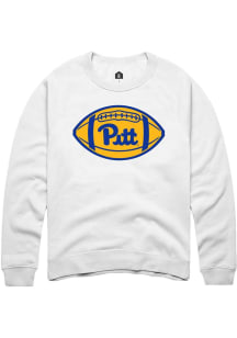 Mens Pitt Panthers White Rally Football Crew Sweatshirt