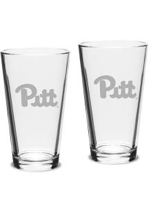 White Pitt Panthers Hand Etched Set of 2 16oz Pub Pint Glass