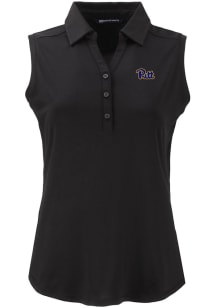 Womens Pitt Panthers Black Cutter and Buck Forge Eco Polo Shirt