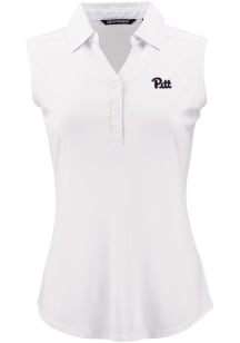Womens Pitt Panthers White Cutter and Buck Forge Eco Polo Shirt